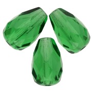Faceted pear-shaped beads, 10x7 mm - Green, 20 pieces