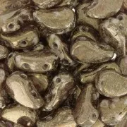 9x5.5mm 2-hole Czech Glass Paisley Duo beads - Crystal Gleam Spr Glaze x10g