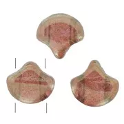 7.5x7.5mm 2-hole Ginko Duo Czech Glass Beads - Crystal Gleam Red Glaze x10g