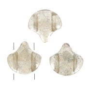 7.5x7.5mm 2-hole Ginko Duo Czech Glass Beads - Crystal Gleam Orange Glaze x10g