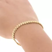 6mm stainless steel 304 Fancy herringbone chain - Gold Tone x50cm