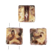 8x8mm 2-hole Fixer Glass Beads - Opaque White Dark Travertin x10g