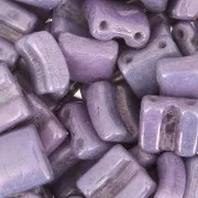 8x8mm 2-hole Fixer Glass Beads - Opaque Luster Amethyst x10g