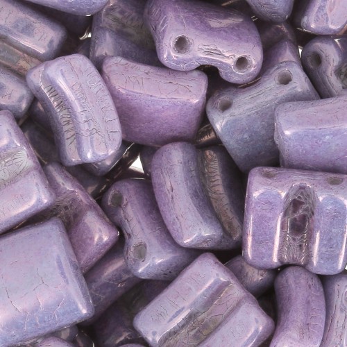 8x8mm 2-hole Fixer Glass Beads - Opaque Luster Amethyst x10g