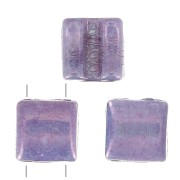8x8mm 2-hole Fixer Glass Beads - Opaque Luster Amethyst x10g