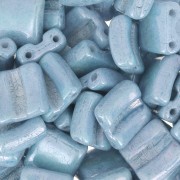 8x8mm 2-hole Fixer Glass Beads - Opaque Blue Ceramic Look x10g|raw }}