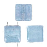 8x8mm 2-hole Fixer Glass Beads - Opaque Blue Ceramic Look x10g
