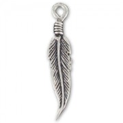 Sterling silver charm Feather 28mm x1|raw }}