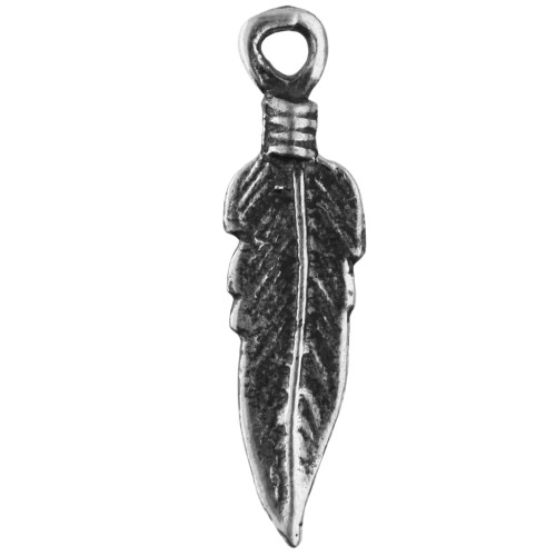Sterling silver charm Feather 22mm x1