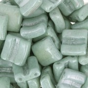 8x8mm 2-hole Fixer Glass Beads - Opaque Green Ceramic Look x10g