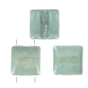 8x8mm 2-hole Fixer Glass Beads - Opaque Green Ceramic Look x10g
