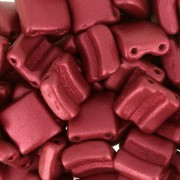 8x8mm 2-hole Fixer Glass Beads - Red Metallic Mat x10g|raw }}