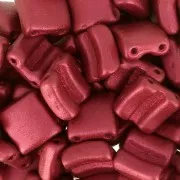 8x8mm 2-hole Fixer Glass Beads - Red Metallic Mat x10g