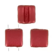 8x8mm 2-hole Fixer Glass Beads - Red Metallic Mat x10g
