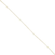 Cable chain with imitation mother-of-pearl beads 4.5mm - Gold filled - White x20cm