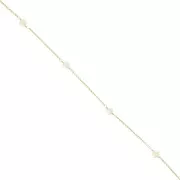 Cable chain with imitation mother-of-pearl beads 4.5mm - Gold filled - White x20cm