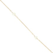 Cable chain with imitation mother-of-pearl beads 4.5mm - Gold filled - White x20cm