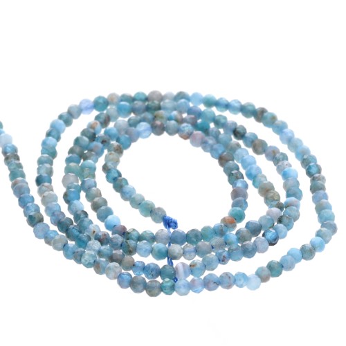 Round faceted beads 2 mm gemstone - Apatite x37cm