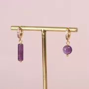 15x5mm Gemstone tube beads - Amethyst x5