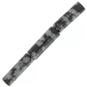 15x5mm Gemstone tube beads - speckled obsidian x5
