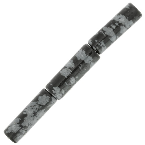 15x5mm Gemstone tube beads - speckled obsidian x5