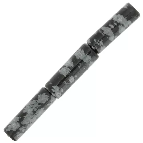 15x5mm Gemstone tube beads - speckled obsidian x5