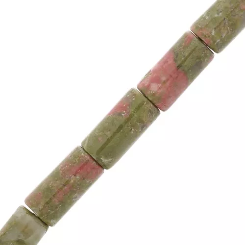 10x5mm Gemstone Tube Beads - Unakite x5