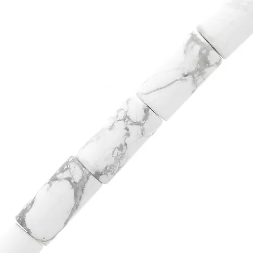 10x5mm Gemstone Tube Beads - Howlite x5