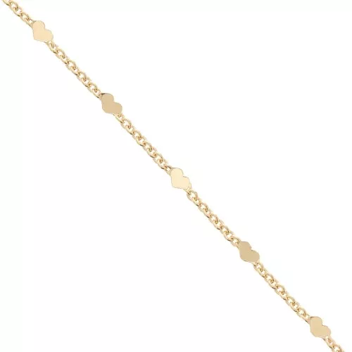 2.05mm Chain Cable chain alternated heart - Gold plated 3 microns x50cm