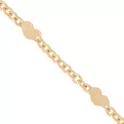 2.05mm Chain Cable chain alternated heart - Gold plated 3 microns x50cm