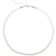 Mirror Chain Choker - Flat Snake Chain - 4.5 mm - 925 Sterling Silver x 40 cm