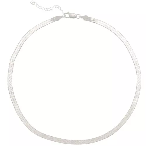 Mirror Chain Choker - Flat Snake Chain - 4.5 mm - 925 Sterling Silver x 40 cm