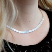 Mirror Chain Choker - Flat Snake Chain - 4.5 mm - 925 Sterling Silver x 40 cm