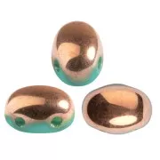 7x5mm Glass beads Samos® by Puca® - Opaque Green Turquoise Capri Gold x10g