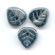 Glass leaf charms 9 mm - Jet Hematite x25|raw }}