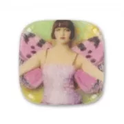 Printed cabochon 26mm Woman butterfly x1