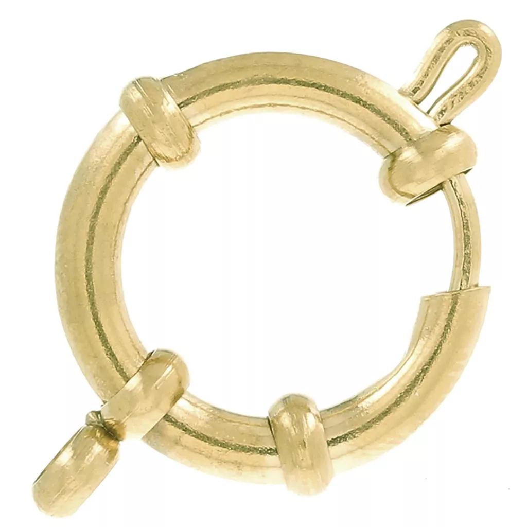 16mm Stainless steel 304 Ring spring clasp Gold Tone x1 Perles