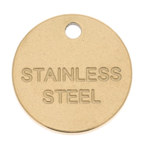 10mm Stainless Steel 304 Engraved Round Sequin - Gold Tone x1