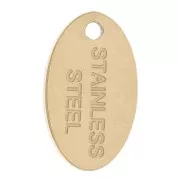 12x7mm Stainless Steel 304 Engraved Oval Sequin - Gold Tone x1