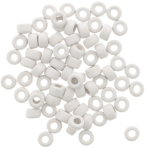 9x5.5mm Heishi style ceramic round beads - White mat x20