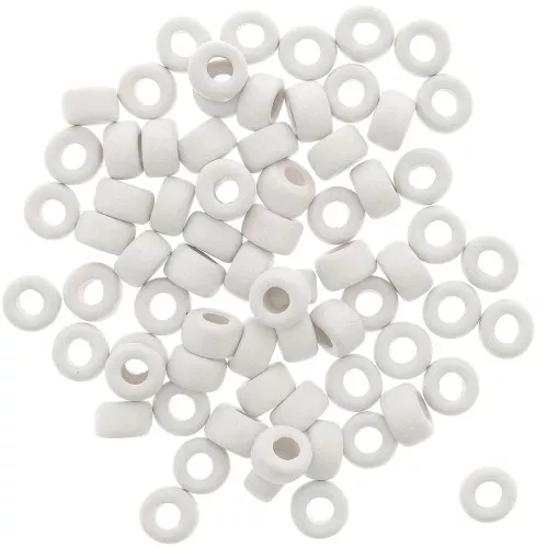 9x5.5mm Heishi style ceramic round beads - White mat x20