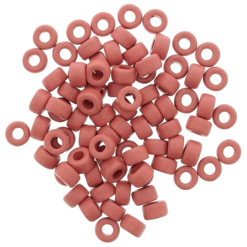 9x5.5mm Heishi style ceramic round beads - Dark Orange mat x20