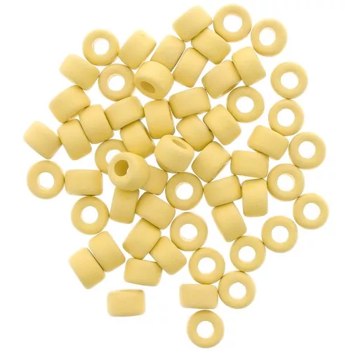 9x5.5mm Heishi style ceramic round beads - Lemon Yellow mat x20