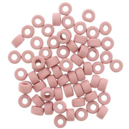 9x5.5mm Heishi style ceramic round beads - Antique Pink mat x20