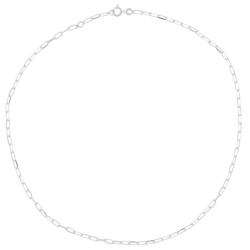 2.6mm 925 Sterling Silver rectangle chain Choker x41 cm