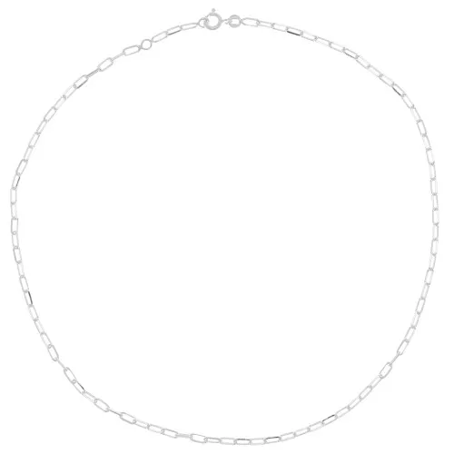 2.6mm 925 Sterling Silver rectangle chain Choker x41 cm