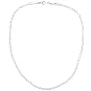 1.2mm 925 Sterling Silver triple strand cable chain choker with cube beads x42 cm