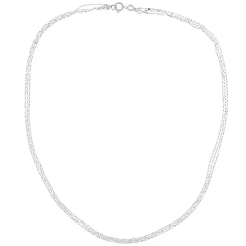 1.2mm 925 Sterling Silver triple strand cable chain choker with cube beads x42 cm