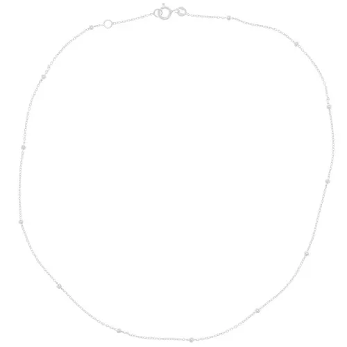 2.5mm 925 Sterling Silver Cable chain with alternating round beads x42 cm