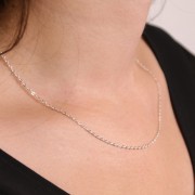 1.6mm 925 Sterling Silver Cable mesh rectangular chain x42 cm